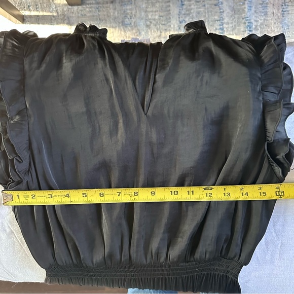 Steve Madden Black Ruffle Sleeve Pleated Mini Dress | Smocked Waist | Size M - Picture 11 of 11